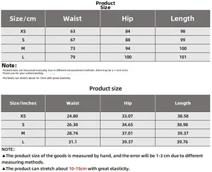 Maattabel voor gebreide maxi-rok voor dames met maten in cm en inches van XS tot L