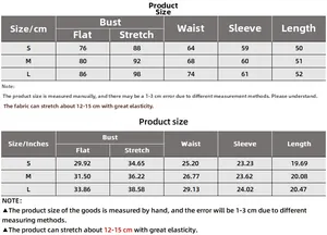 Size chart for bow-tie long sleeve top showing measurements in cm and inches for S M L