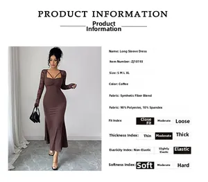 Detailansicht braunes Bodycon-Kleid mit Spitzenärmeln und überkreuztem Ausschnitt