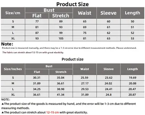 Size chart for women slim fit long sleeve top showing measurements in cm and inches