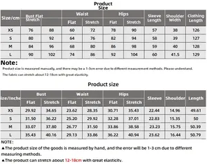 Detailed sizing chart for lace patchwork bodycon dress in cm and inches for XS-L sizes