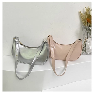 Women Shoulder Bag Pearly PU Leather Underarm Bag Minimalist Hobo Bag Versatile Urban Fashion Solid Color Bag For Daily