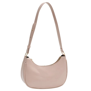 Pink crescent hobo bag with adjustable strap and gold hardware for daily commuting