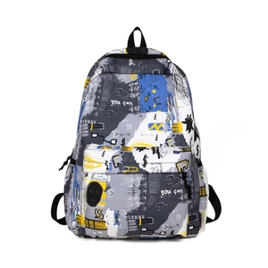 Graffiti print multi-color backpack with street style patterns and large capacity
