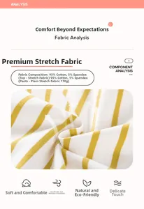 Detail of soft striped cotton fabric showing breathable 95% cotton and 5% spandex blend