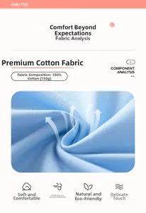 Detailed view of breathable 100% cotton light blue fabric texture for kids' dresses