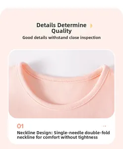 Détail macro du col en coton rose avec couture à aiguille unique durable pour enfants