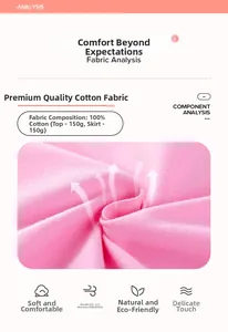 Detailansicht aus weichem 100% Baumwollstoff in Rosa mit Materialspezifikationen