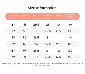 Detailed size chart for summer girls' dog print dress showing CM measurements