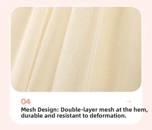 Détail du tissu en maille double couche avec ourlet plissé pour robe d'été fille
