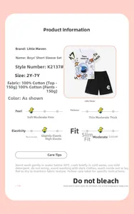 Detail showing 100% cotton fabric and astronaut print on boys summer t-shirt and shorts