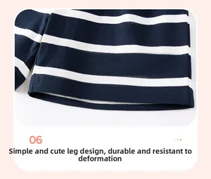 Detail der marineblau-weiß gestreiften Shorts mit hochwertiger verstärkter Saumnaht
