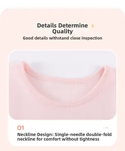 Detail view of pink knit shirt collar with single-needle double-fold elastic binding