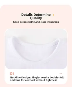 Close-up of comfortable cotton crew neck with high-quality single needle folding craftsmanship