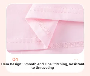 Detail shot of the pink cotton knit hem showing fine double-needle stitching and durability