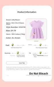 Details von Little Maven Mädchen Kleid in Lila aus Baumwolle mit Einhorn-Stern-Print