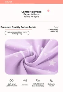 Detail aus 100% Baumwolle, lila Strickstoff mit weißem Sternmuster und 150g Gewicht