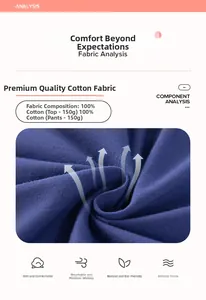 Detail of 100% cotton breathable navy knit fabric for boys summer short sleeve set