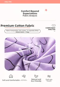 Detail of purple cotton blend fabric with black hearts, 93% cotton and 7% spandex