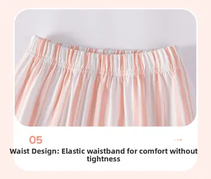 Detailansicht der gestreiften Mädchenshorts mit elastischem Bund für Komfort
