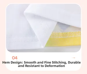 Gros plan de l'ourlet à double couture et de la texture du coton sur un t-shirt fille