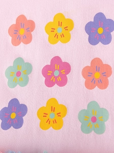 Pink girls' summer dress with colorful floral print and soft knitted texture for kids