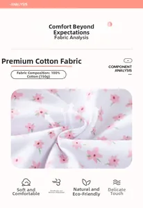 Detail of 100% cotton floral fabric showing breathable texture and 150g weight