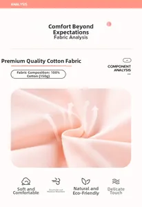 Detail of 100% cotton fabric for girls' dress, showing 150g breathable pink material