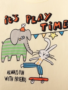 Haut d'été pour fille avec imprimé dessin animé mignon d'éléphant et de lapin