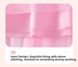 Detailed macro shot of pink tulle mesh dress lining with high-quality reinforced stitching