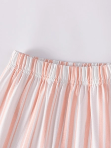 Sommer-Set für Mädchen, rosa-weiß gestreift, mit elastischem Bund und weicher Baumwolle