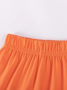 Short en coton orange pour fille avec taille élastique et coutures de qualité