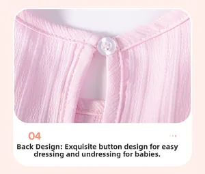 Detail of the pink toddler dress back showing the button closure and soft ribbed texture