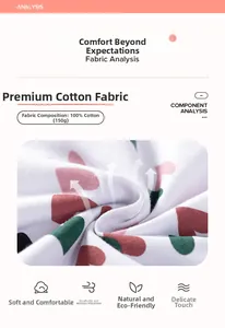 Detailed view of 100% cotton fabric with heart print, highlighting breathable texture