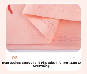 Détail de l'ourlet à double surpiqûre plate sur une robe en coton rose pour fille