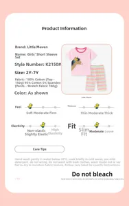 Detail showing high-quality cotton fabric and rainbow striped pants for girls' clothing set