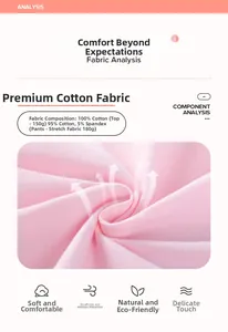 Detailed fabric texture of pink 100% cotton top and 95% cotton spandex leggings