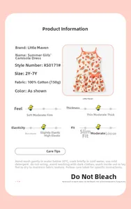 Detail showing 100% cotton fabric and cute watermelon print on girls' summer dress