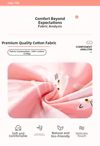 Gros plan du tissu en coton rose avec imprimé cartoon montrant une texture respirante