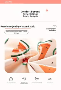 Detail of 100% cotton summer dress fabric with 150g weight and watermelon print pattern