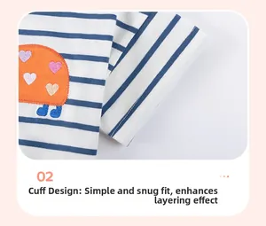 Gros plan sur la conception des poignets rayés d'un t-shirt pour fillettes
