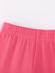 Pantalon fille rose vif en coton avec ceinture large élastique et confortable