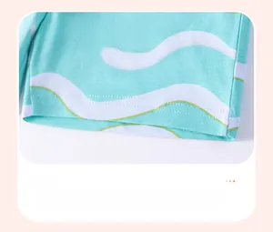 Macro shot of mint green wave pattern fabric with high-quality double-needle stitching detail