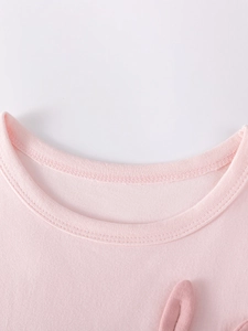 Completo di Abbigliamento Estivo per Bambine in Cotone Con T-Shirt a Maniche Corte e Pantaloni Floreali Con Applicazione Coniglio
