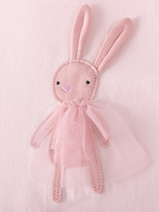 Completo rosa da bambina con patch a forma di coniglio 3D e gonna in morbido tulle