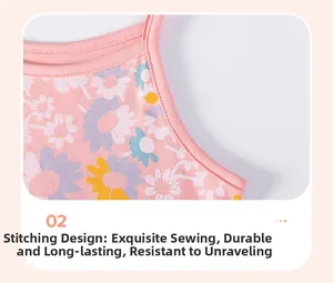 Detailed stitching and floral daisy print on a pink sleeveless summer dress