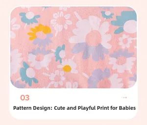Detail of pink cotton fabric with colorful daisy print for children's summer dresses