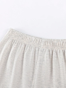Heather grey cotton knit toddler shorts featuring an elasticated waistband for summer