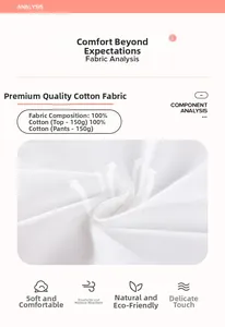 Détail du tissu blanc 100% coton montrant une texture douce et un poids de 150g pour enfants