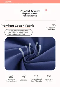 Détail du tissu 100% coton bleu marine pour ensemble garçon, maille douce de 150g